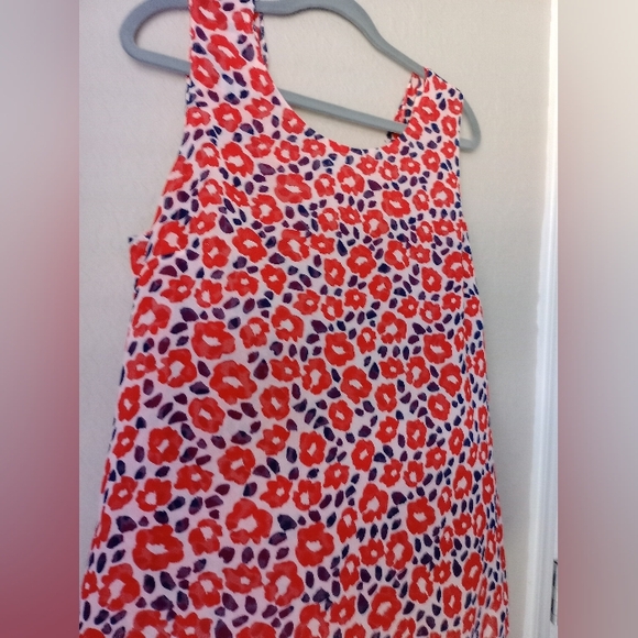 CAbi Women's Vibrant Red and Navy Blue Floral Sheer Top Blouse Size L - Picture 3 of 8